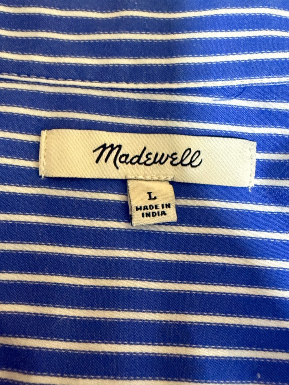 Madewell Blue & White Striped Button Down Shirt Contrast Collar Size Large
Chic - Picture 6 of 9
